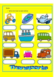 English Worksheet: Transports!