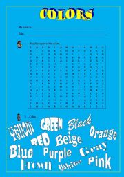 English Worksheet: Colors