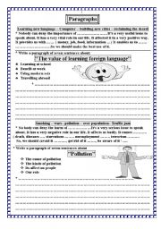 English Worksheet: How to write a paragraph