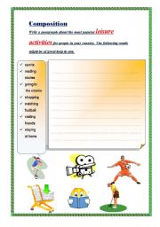 English worksheet: leisure activities