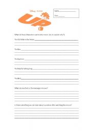 Up Pixar film worksheet