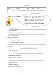  worksheet with reading, questions, seasons, months, numbers, family, possessive case vocabulary