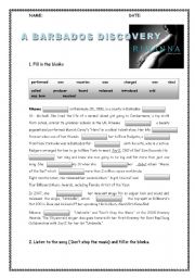 English Worksheet: Past Simple with Rihana