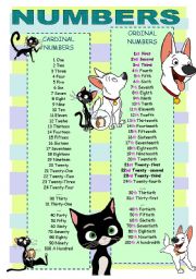 English Worksheet: NUMBERS POSTER 1