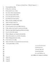 English Worksheet: Writing sentences in Conditional 1