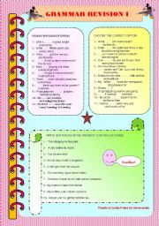 English Worksheet: GRAMMAR REVISION I