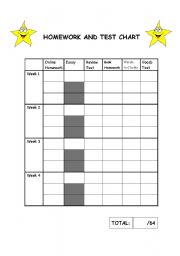English Worksheet: homework test chart