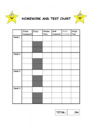 English worksheet: homework test chart