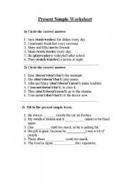 English worksheet: Present Simple