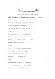 English worksheet: Listen to a song (goodbye my lover)