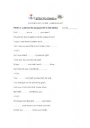 English Worksheet: Listen to a song (goodbye my lover)