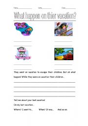 English worksheet: vacation