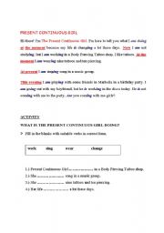 English worksheet: Present Continuous Girl