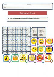 English Worksheet: Emotions - Part I