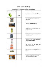 English worksheet: How Much Is It ?(2)