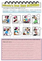 English Worksheet: MINNIES FREE TIME ACTIVITIES