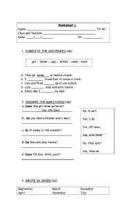 English Worksheet: Simple Grammar