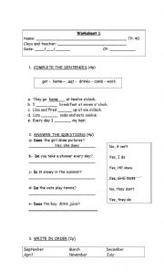 English worksheet: Simple Grammar