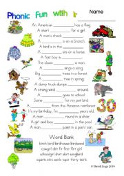 English Worksheet: 3 pages of Phonic Fun with ir: worksheet, story and key (#12)