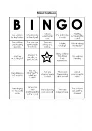 English Worksheet: bingo about the present continuous tense
