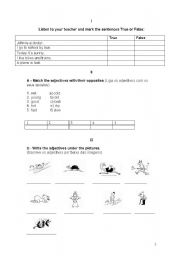 English Worksheet: Transports and Opposite Adjectives