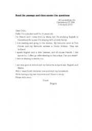 English Worksheet: Brigitte: a reading comprehension for special children
