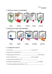 Countries and Nationalities Worksheet
