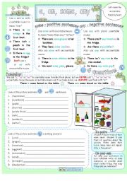 English Worksheet: A, an, some & any with there is/are and countable & uncountable food nouns.