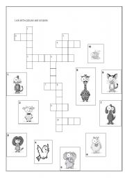 English worksheet: Animals -Crossword-