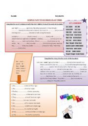 English Worksheet: past simple irregular verbs