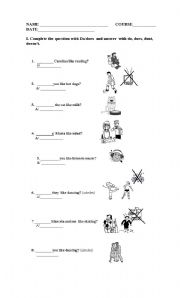 English Worksheet: AUXILIAR DO / DOES