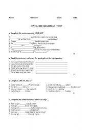 English worksheet: GRAMMAR TEST HAVE GOT - SOME/ANY