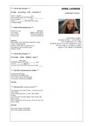 English Worksheet: Avril Lavigne - Nobodys Home