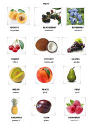 English Worksheet: Fruit