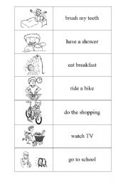 English Worksheet: Everyday activities domino PART 1