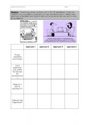 English Worksheet: Applicant selection