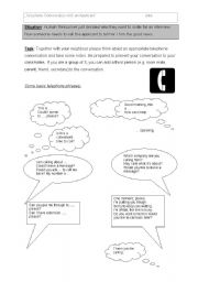 English Worksheet: Telephone conversation with an applicant