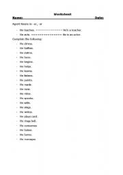 English worksheet: Agent Nouns