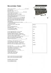 English Worksheet: Song - November rain