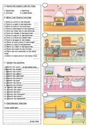 English Worksheet: Parts of the House