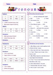 English Worksheet: pronouns