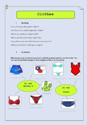 English worksheet: Clothes vocabulary & exercises
