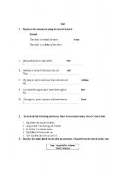 English worksheet: test paper