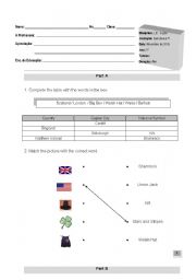 English worksheet: countries and nationalities