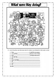 English Worksheet: WHAT WERE THEY DOING?