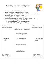 English Worksheet: Describing pictures