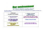 English worksheet: Suggestions for a greener, cleaner  environment
