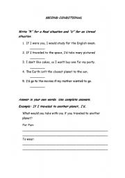 English Worksheet: SECOND CONDITIONAL TEST. UNREAL SITUATIONS