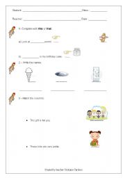 English Worksheet: Demonstrative Pronouns