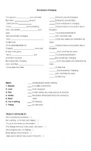 English Worksheet: Song Exercise.